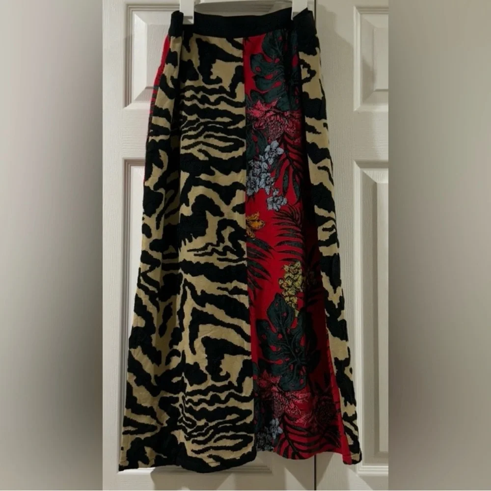 Anthropologie | Red and Black Contrast Sweater Safari Patterned Midi Skirt ~ XL - Picture 9 of 11